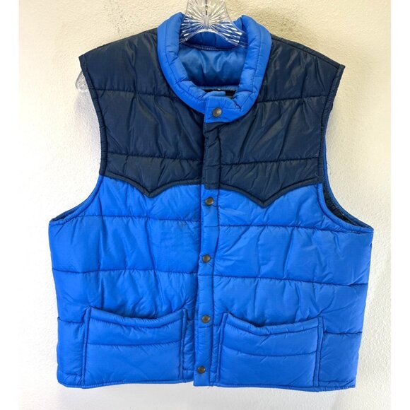 Vintage Tregos Westwear Puffer Quilted 70's Vest Snap Closure Pockets Size 44 - Picture 1 of 14